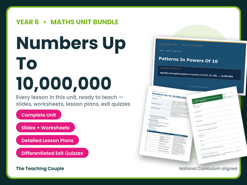 Year 6 Numbers Up to 10,000,000 | Maths Unit | 12 Lessons | KS2