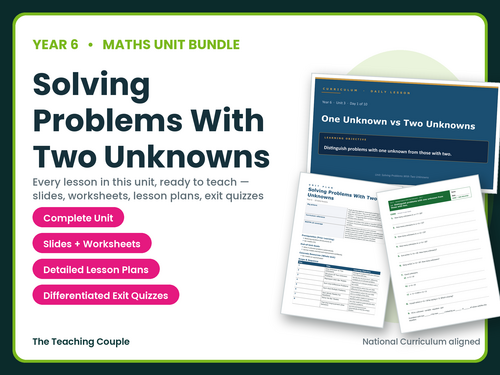 Year 6 Solving Problems With Two Unknowns | Maths Unit | 10 Lessons | KS2
