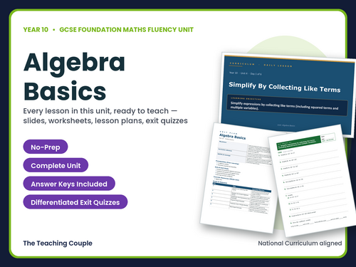 Year 10 Algebra Basics | GCSE Foundation Maths | 6 Lessons + Answers
