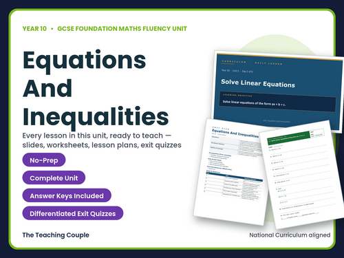 Year 10 Equations Inequalities | GCSE Foundation Maths | 6 Lessons + Answers