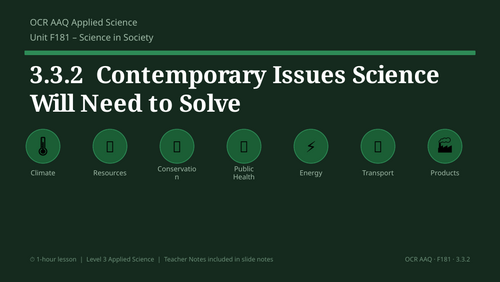 AAQ Applied Science OCR F181 Science in Society Topic area 3