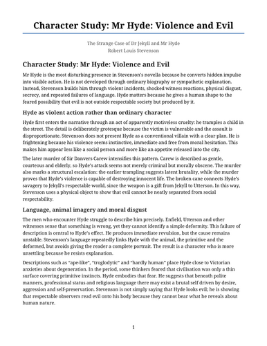 The Strange Case of Dr Jekyll and Mr Hyde – Mr Hyde: Violence and Evil
