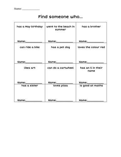 First Day Ice Breaker