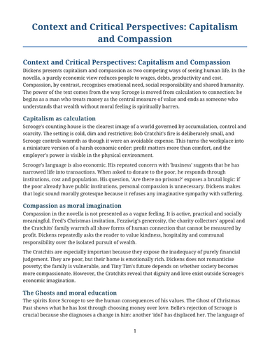 A Christmas Carol – Capitalism and Compassion