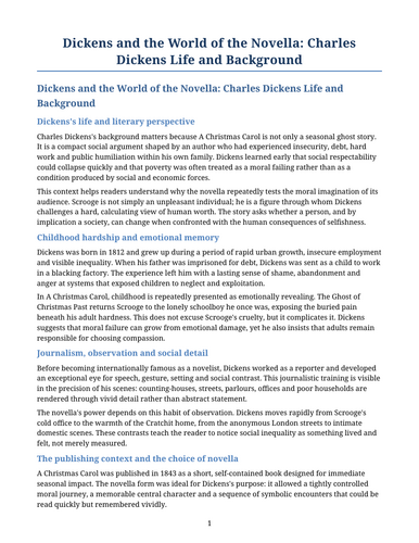 A Christmas Carol – Charles Dickens: Life and Background