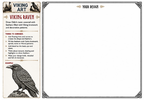 Viking Raven Art Worksheet | Odin's Raven Drawing Activity | KS2 KS3 Viking Art Resource