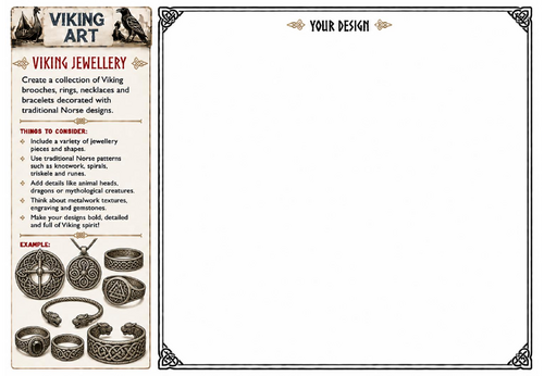 Viking Jewellery Art Worksheet | Norse Jewellery Drawing Activity | KS2 KS3 Art Cover Lesson