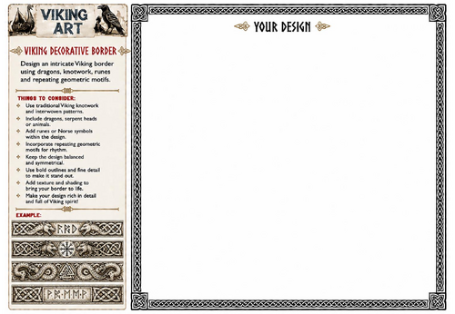 Viking Decorative Initial Art Worksheet | Viking Letter Design Activity | KS2 KS3 Art Cover Lesson