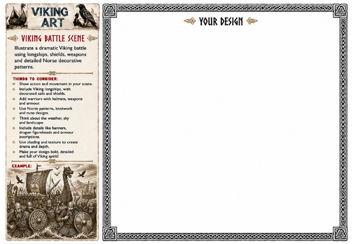 Viking Decorative Border Art Worksheet | Viking Pattern Drawing Activity | KS2 KS3 Printable Art Res