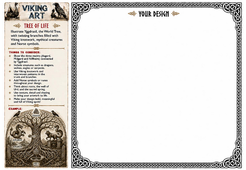 Viking Landscape Art Worksheet | Nordic Landscape Drawing Activity | KS2 KS3 Printable Art Lesson