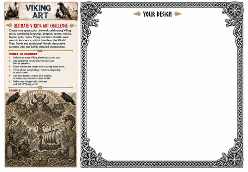 Ultimate Viking Art Challenge Worksheet | Viking Drawing Activity | KS2 KS3 Art Cover Lesson | Norse