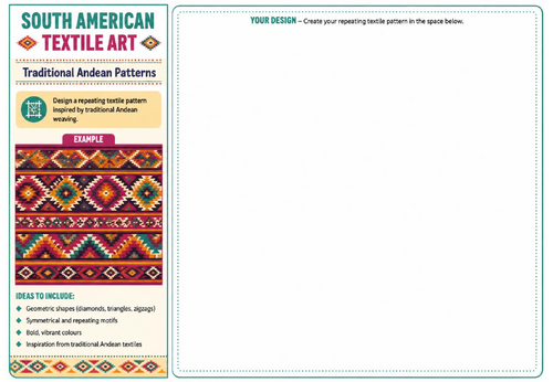 South American Textile Art Worksheets | 30 No-Prep Drawing & Pattern Activities | KS2 KS3 KS4 Art Co