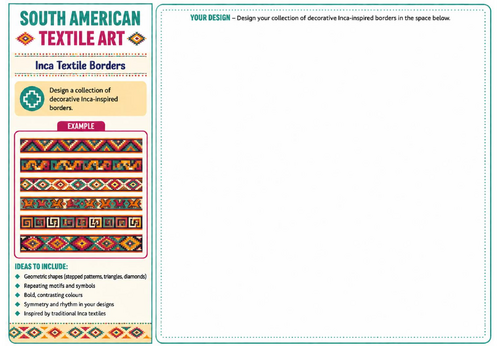 Inca Textile Borders | South American Textile Art Worksheet