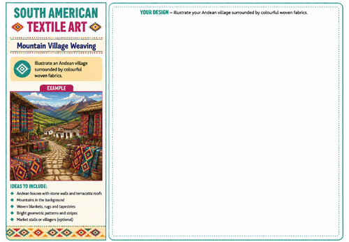 Mountain Village Weaving | South American Textile Art Worksheet
