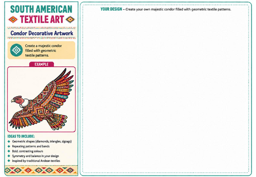 Condor Decorative Artwork | South American Textile Art Worksheet