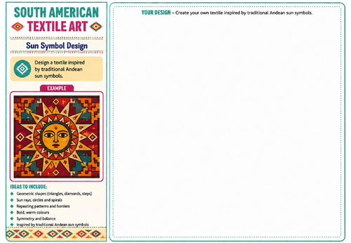Sun Symbol Design | South American Textile Art Worksheet