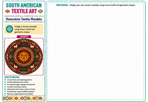 Decorative Textile Mandala | South American Textile Art Worksheet