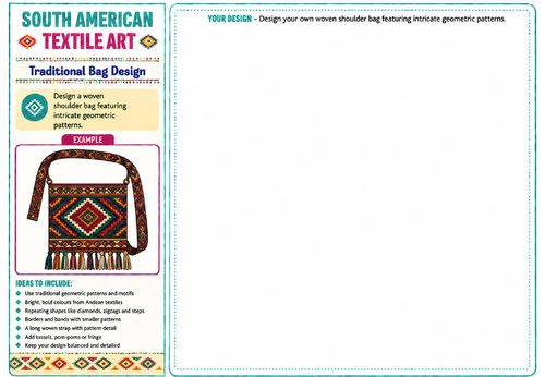Traditional Bag Design | South American Textile Art Worksheet
