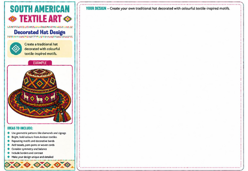 Decorated Hat Design | South American Textile Art Worksheet