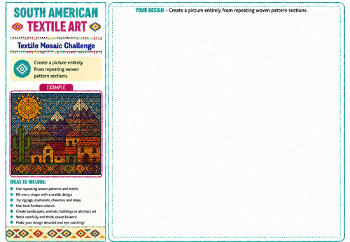 Textile Mosaic Challenge | South American Textile Art Worksheet