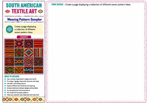 Weaving Pattern Sampler | South American Textile Art Worksheet
