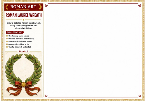 Roman Laurel Wreath Worksheet | Roman Art | Ancient Rome Drawing Activity | KS2 KS3