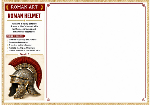 Roman Helmet Worksheet | Roman Art | Ancient Rome Armour Drawing Activity | KS2 KS3