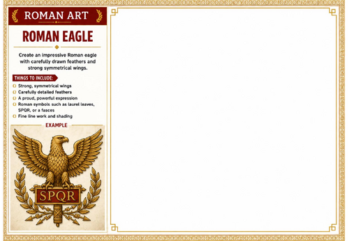 Roman Eagle Worksheet | Roman Art | Ancient Rome Symbol Drawing Activity | KS2 KS3