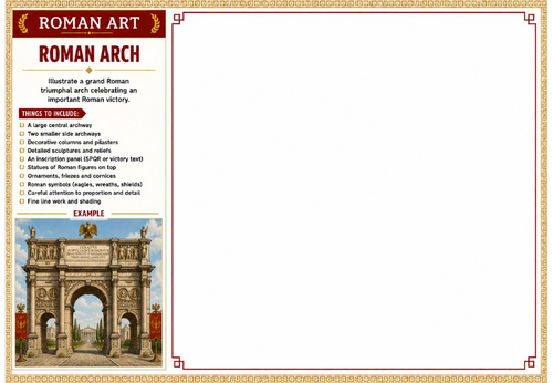 Roman Arch Worksheet | Roman Art | Triumphal Arch Drawing Activity | KS2 KS3