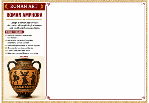 Roman Amphora Worksheet | Roman Art | Ancient Roman Pottery Drawing Activity | KS2 KS3
