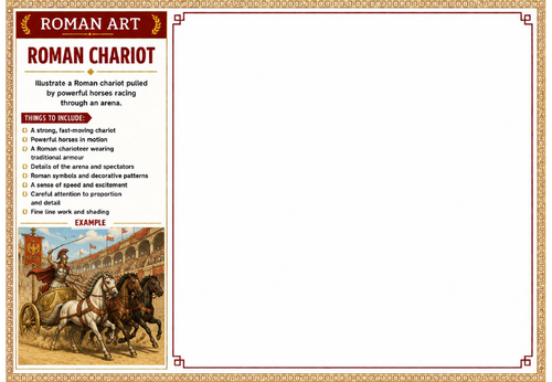 Roman Chariot Worksheet | Roman Art | Ancient Rome Chariot Drawing Activity | KS2 KS3