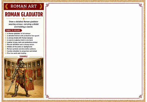 Roman Gladiator Worksheet | Roman Art | Ancient Rome Gladiator Drawing Activity | KS2 KS3