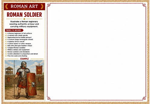 Roman Soldier Worksheet | Roman Art | Roman Legionary Drawing Activity | KS2 KS3