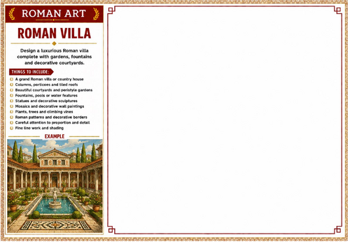 Roman Villa Worksheet | Roman Art | Ancient Rome Architecture Drawing Activity | KS2 KS3