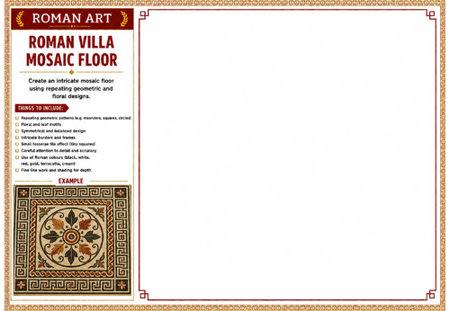 Roman Villa Mosaic Floor Worksheet | Roman Art | Mosaic Pattern Activity | KS2 KS3
