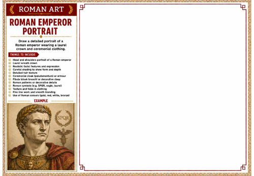 Roman Emperor Portrait Worksheet | Roman Art | Ancient Rome Portrait Drawing | KS2 KS3