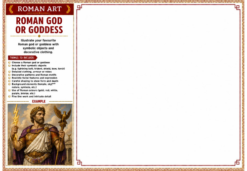 Roman God or Goddess Worksheet | Roman Art | Roman Mythology Drawing Activity | KS2 KS3