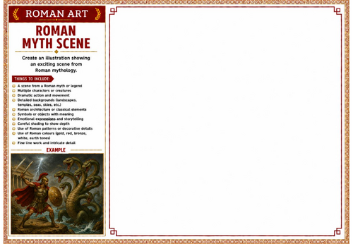 Roman Myth Scene Worksheet | Roman Art | Roman Mythology Illustration Activity | KS2 KS3