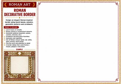 Roman Decorative Border Worksheet | Roman Art | Pattern Design Activity | KS2 KS3