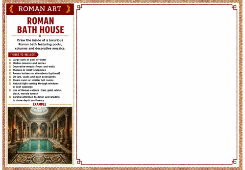 Roman Bath House Worksheet | Roman Art | Ancient Rome Architecture Drawing Activity | KS2 KS3