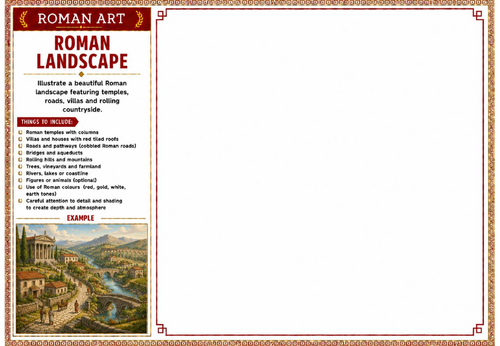 Roman Landscape Worksheet | Roman Art | Ancient Rome Landscape Drawing Activity | KS2 KS3