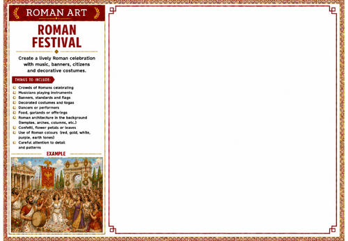 Roman Festival Worksheet | Roman Art | Ancient Rome Celebration Drawing Activity | KS2 KS3