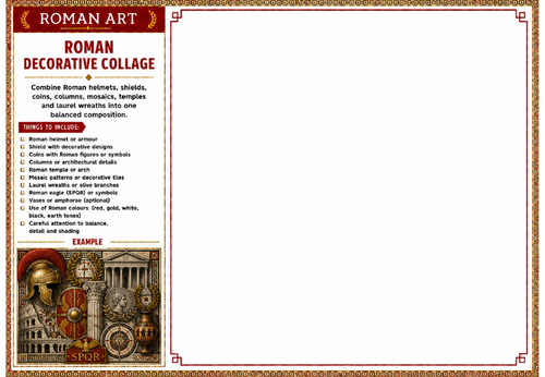 Roman Decorative Collage Worksheet | Roman Art | Ancient Rome Design Activity | KS2 KS3
