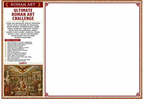 Ultimate Roman Art Challenge Worksheet | Ancient Rome Drawing Activity | KS2 KS3 Art