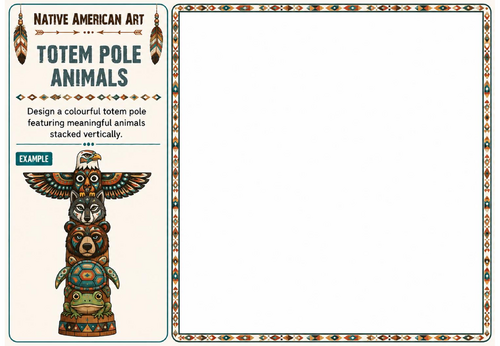 Totem Pole Animals Worksheet | Native American Art | KS2 KS3 Drawing Activity