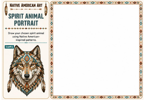 Spirit Animal Portrait Worksheet | Native American Art | KS2 KS3 Animal Drawing Activity