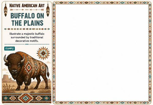 Buffalo on the Plains Worksheet | Native American Art | KS2 KS3 Animal Art Activity