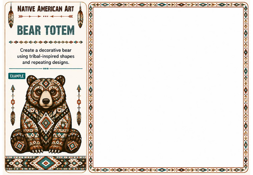 Bear Totem Worksheet | Native American Art | KS2 KS3 Pattern Design Activity