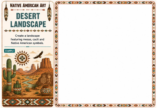 Desert Landscape Worksheet | Native American Art | KS2 KS3 Printable Art Activity