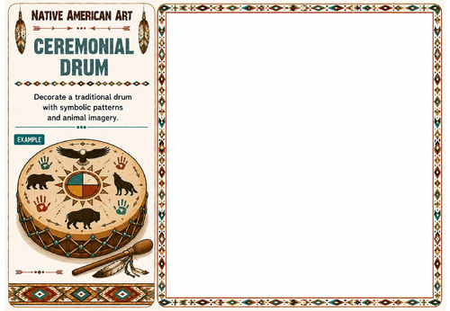 Ceremonial Drum Worksheet | Native American Art | KS2 KS3 Pattern Drawing Lesson